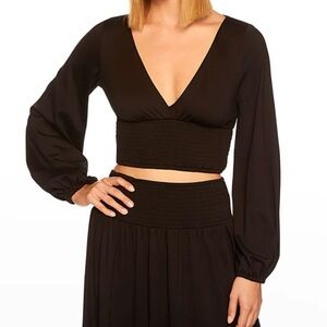 Susana Monaco Black Long Sleeve Women's Top
